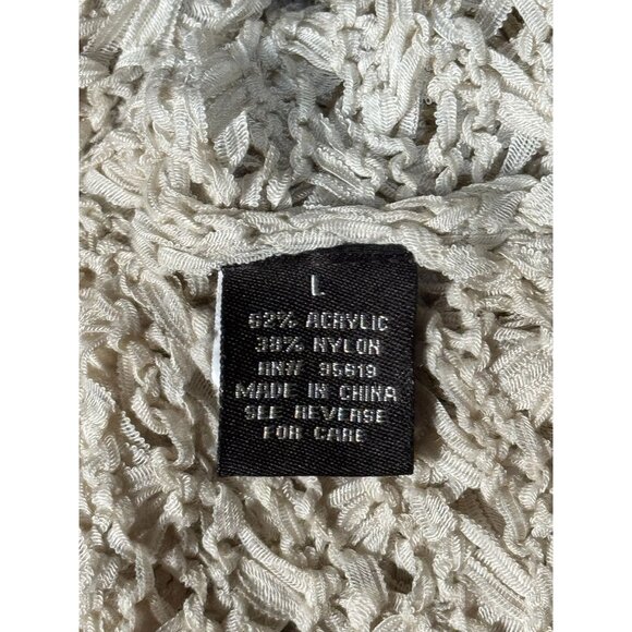 NEW Fever Crochet Knit Pull Over Longline Tunic Top Sweater Womens L Pink Beige - Picture 9 of 12